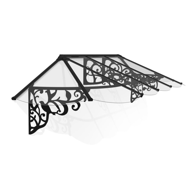 Marquise de porte Lily noire 319 x 88 cm CANOPIA