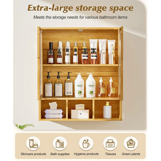 Bathroom Wall Cabinet with 2 Frosted Door