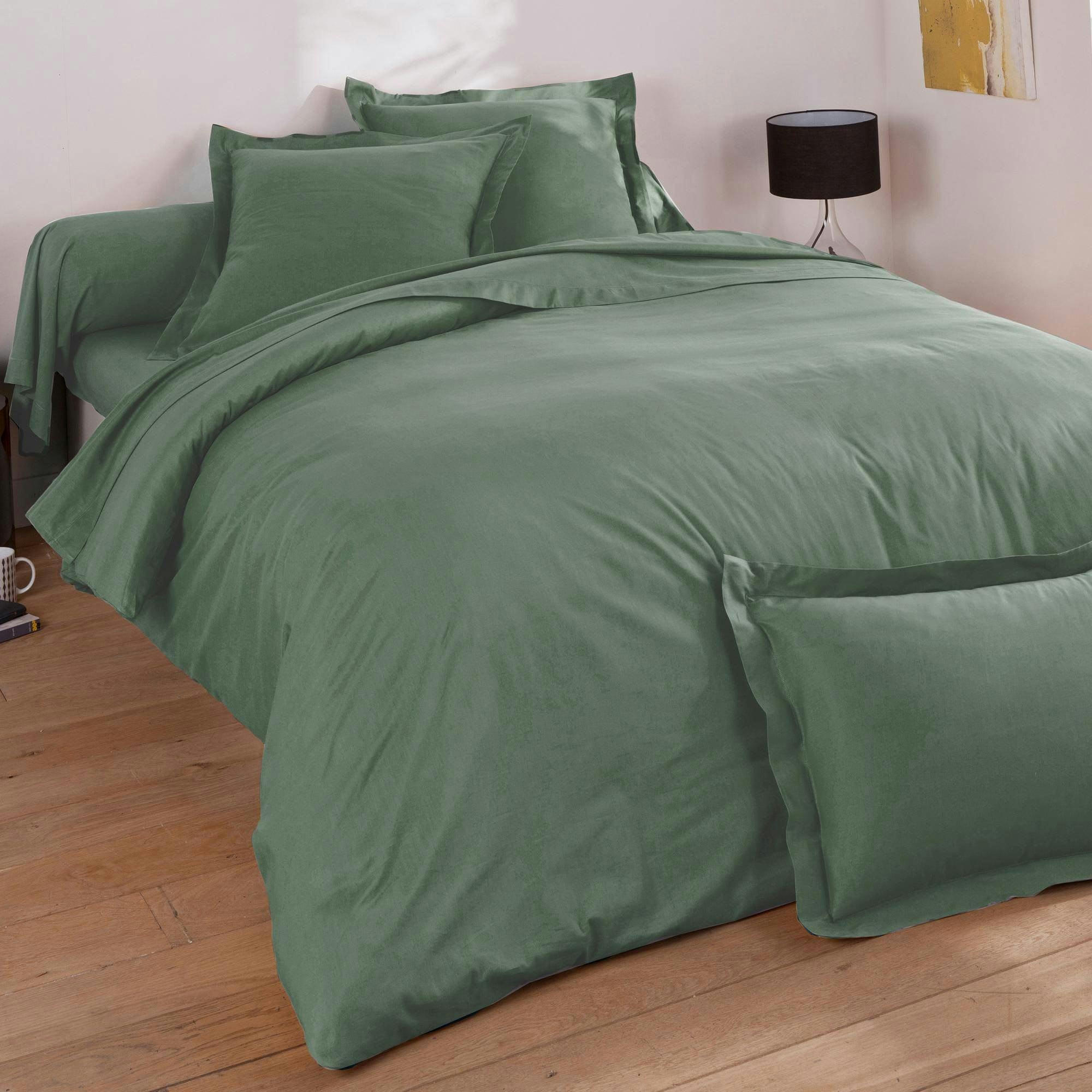 PERCALE 2015 - Drap-housse 180x200x28 vert eucalyptus en coton