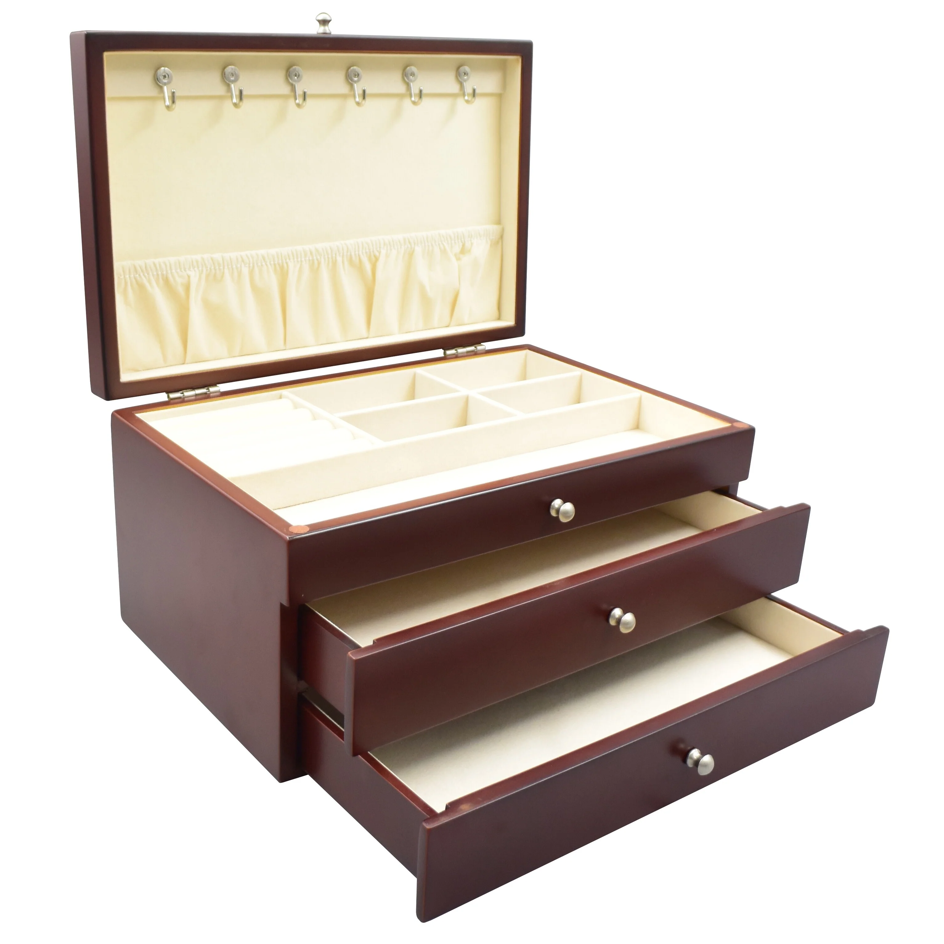 Elegant Walnut Finish Wood Jewlery Box