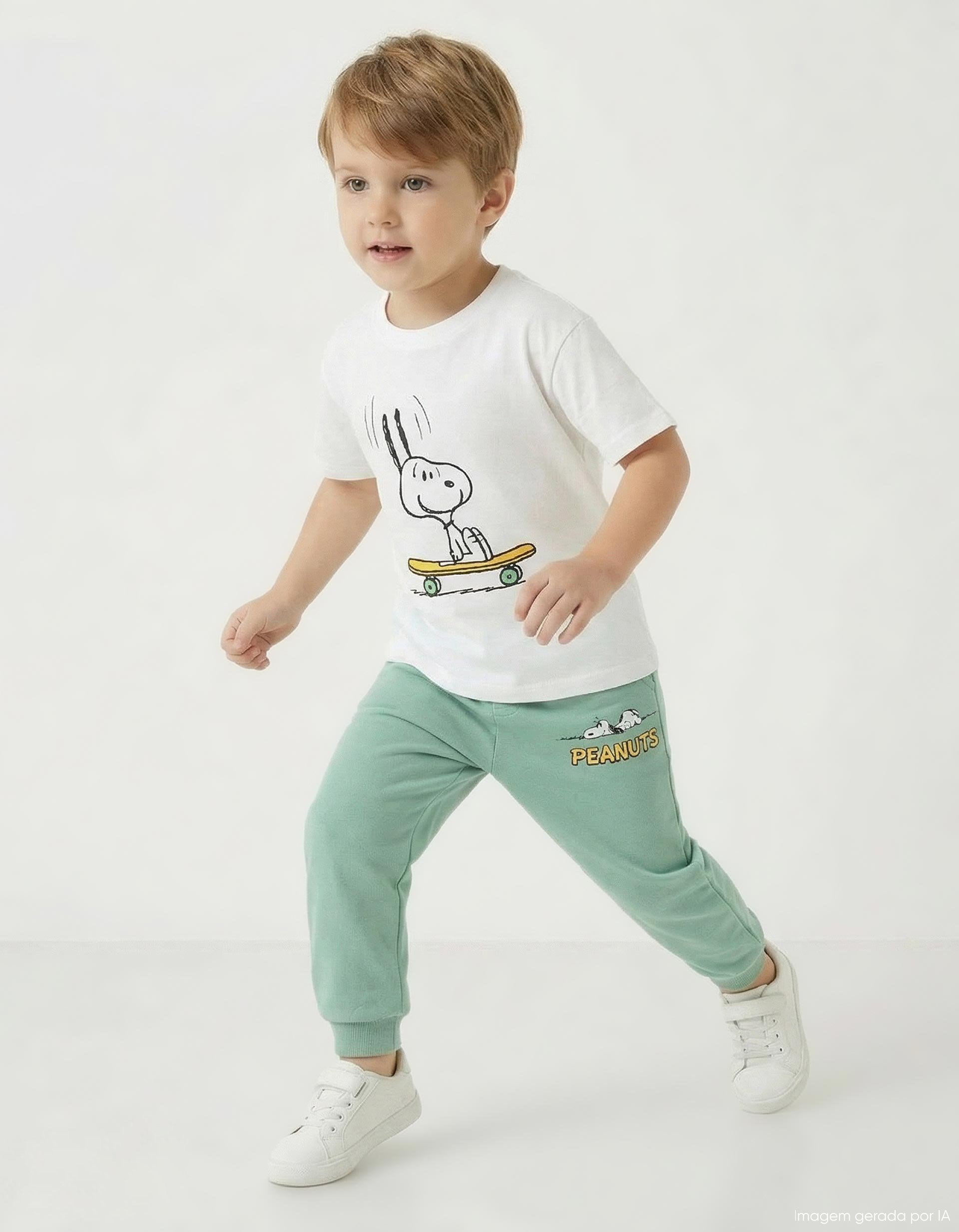 Calças Jogging 'Snoopy', Menino, Verde Claro