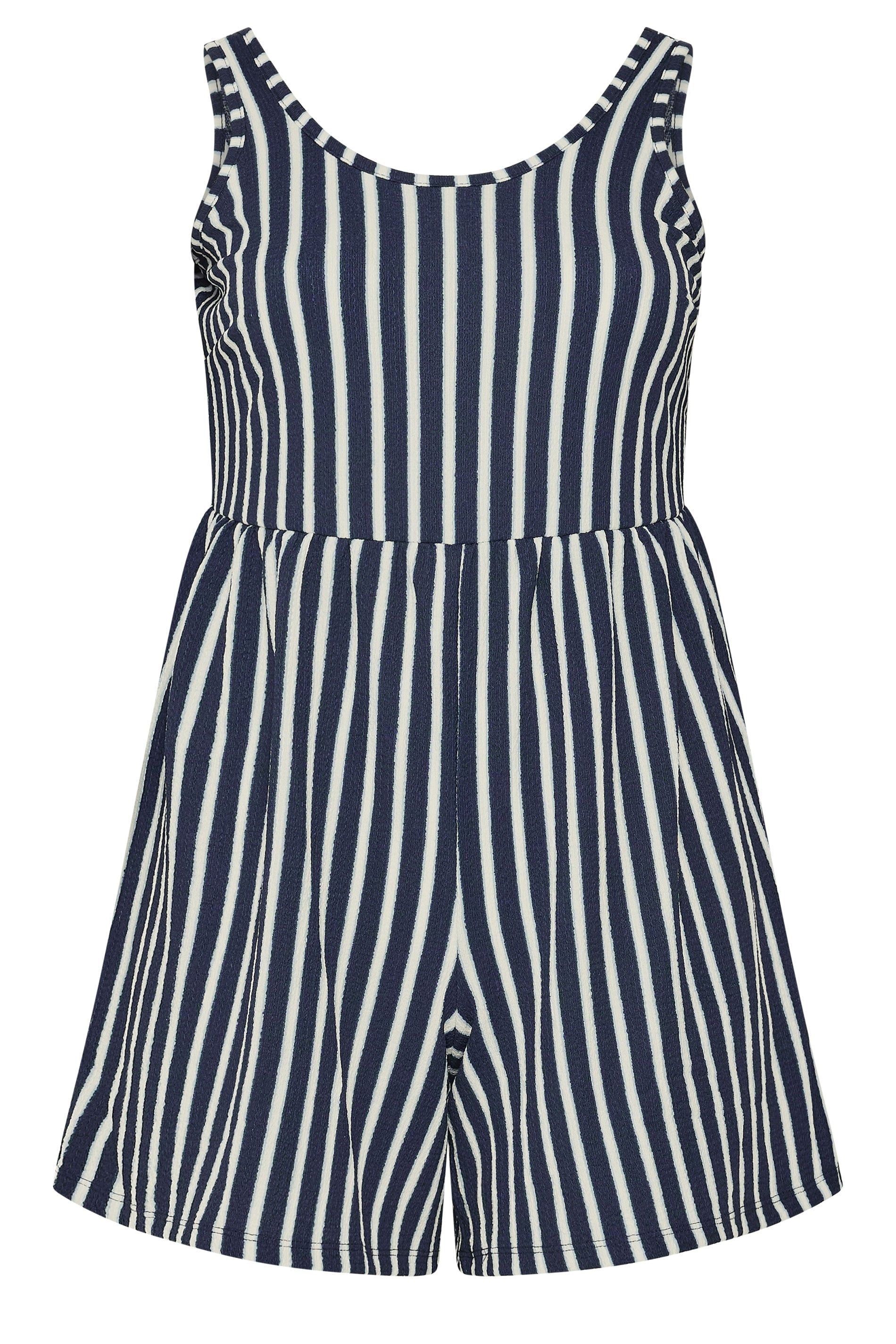 Yours Stripe Textured Playsuit