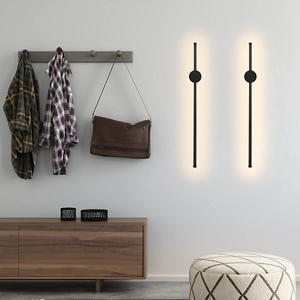 NETTLIFE 2 x Applique murale LED noire à l'intérieur 60CM 3000K indirecte moderne éclairage mural orientable à 90