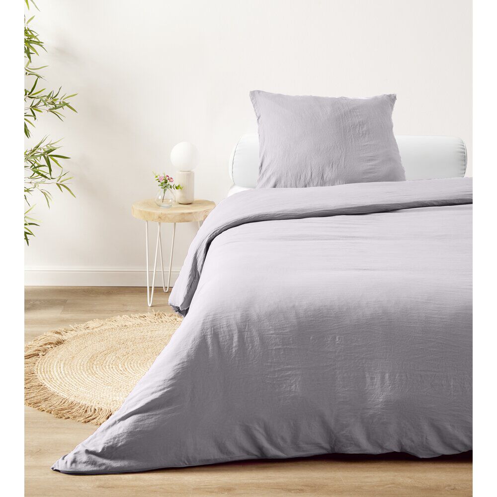 Parure de lit 1 personne 140x200cm microlavée unie (3 modèles)