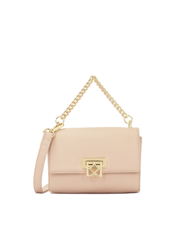 Sleek handbag with decorative clasp