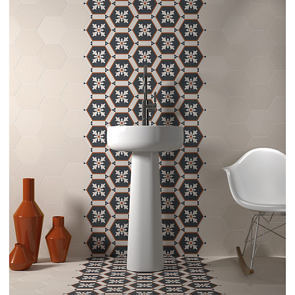 Carrelage sol / mur hexagonal uni taupe 17,5x20 cm COIMBRA TAUPE 30634