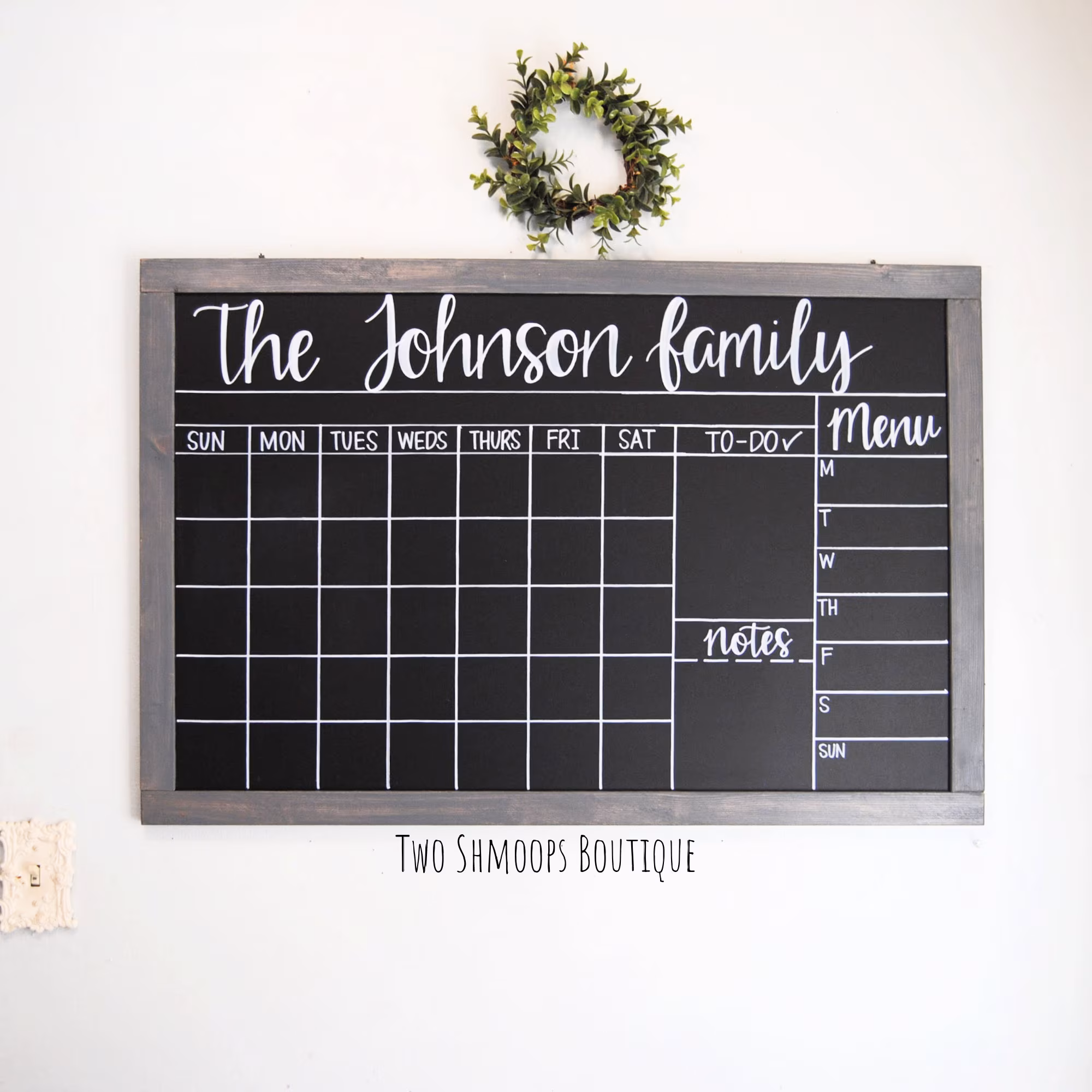 Chalkboard Calendar for Wall, Weekly / Monthly Calendar, Wooden Framed Chalkboard Planner, Free Personalizing, (24x36 Inches)