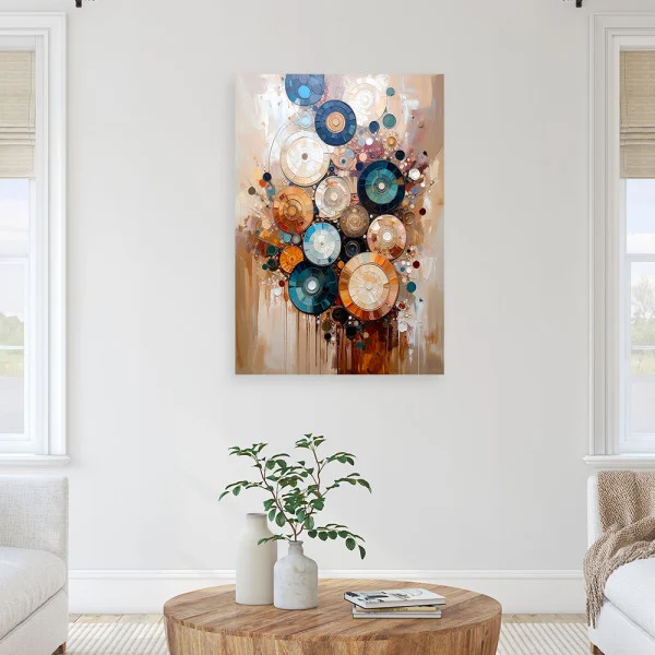 Feeby Obraz do salonu, Nowoczesna Abstrakcja Koła imitacja farby 40x60