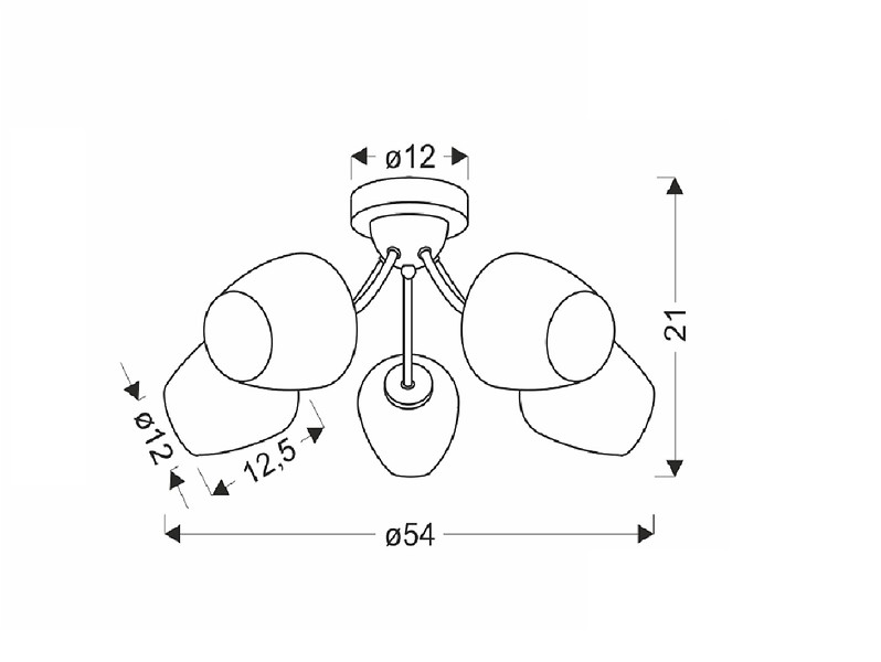 Lampa sufitowa Zina 5-punktowa metalowa złota