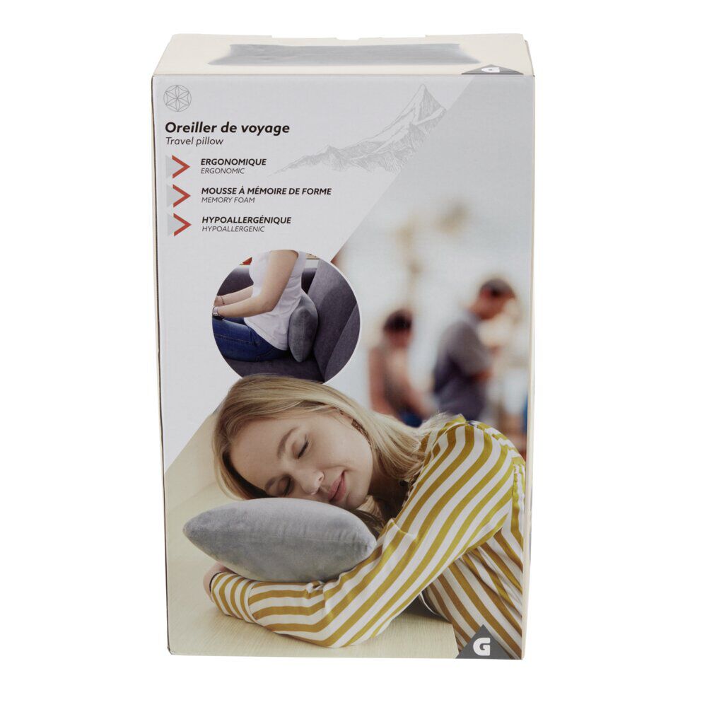 Coussin de voyage mémoire de forme gris