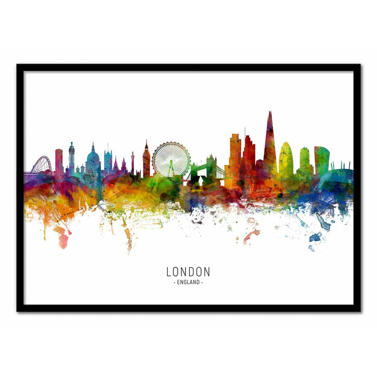 MICHAEL TOMPSETT - LONDON ENGLAND SKYLINE (COLORED VERSION) -  Affiche d'art 30 x 40 cm