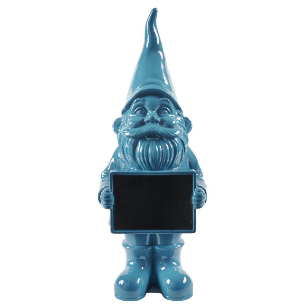 Nain de jardin avec pancarte craie uni bleu H30cm