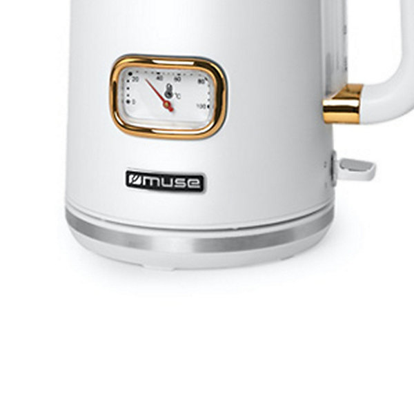 Bouilloire sans fil MUSE MS-030 W - indicateur de température de l'eau - 2200W - Filtre amovible et lavable - Capacité de 1.7L