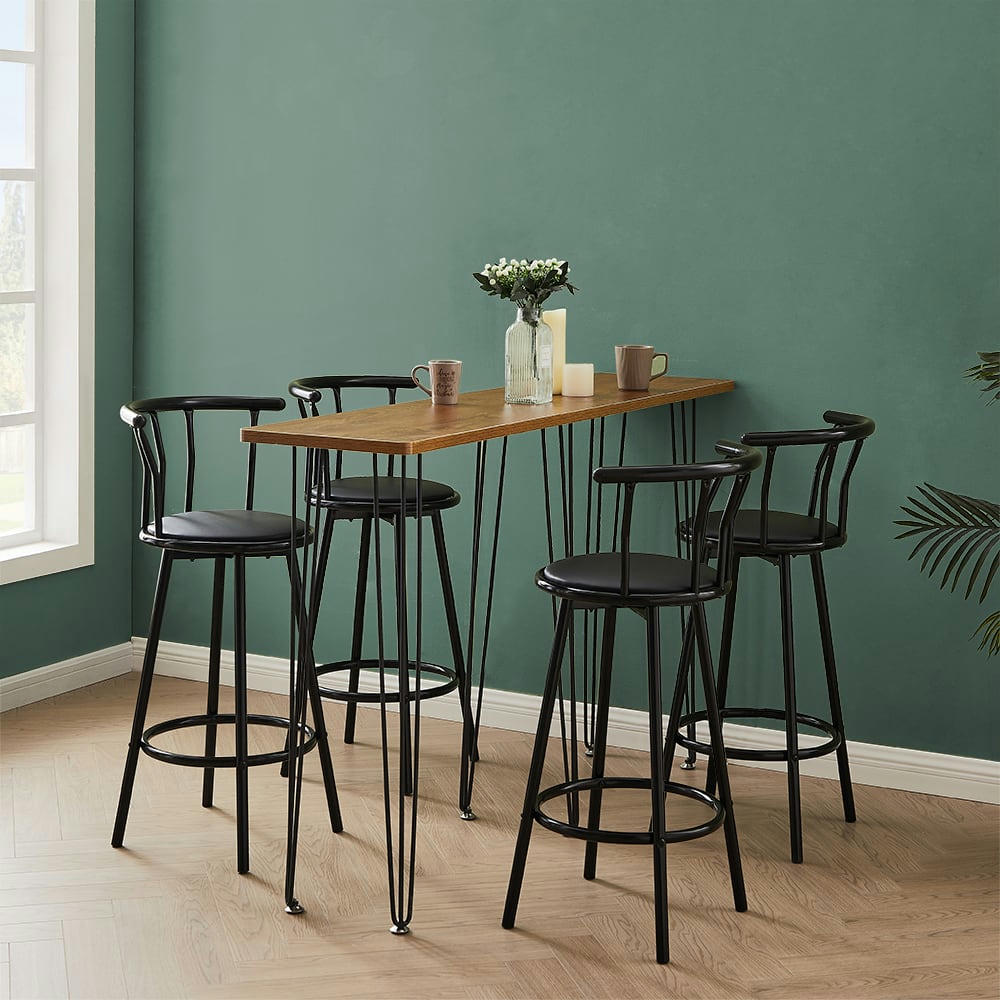 BISTROT - Lot de 4 tabourets en  noir piètement noir