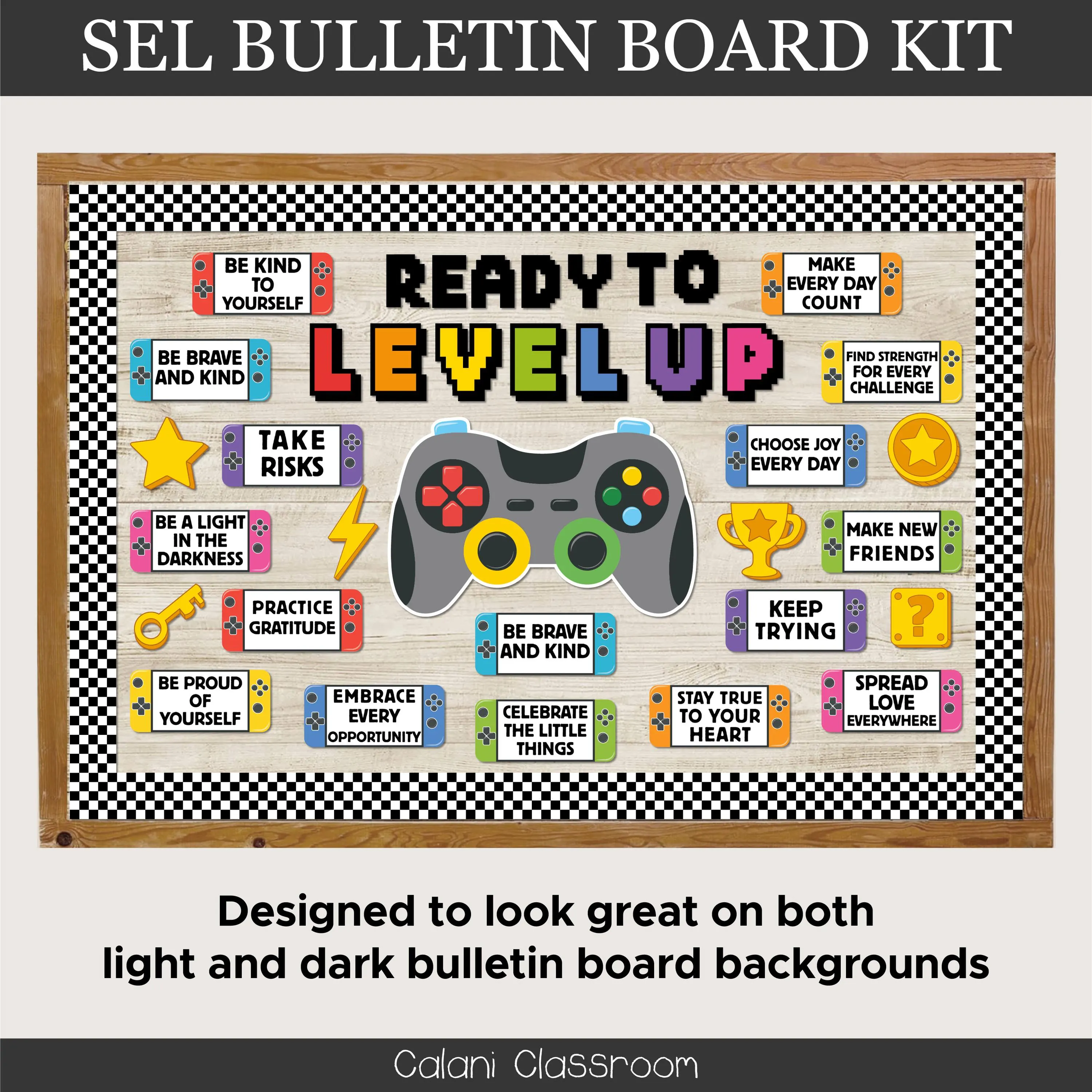Ready To Level Up Bulletin Board Kit | SEL Bulletin Display | Video Game Classroom Decor | Editable Digital Download
