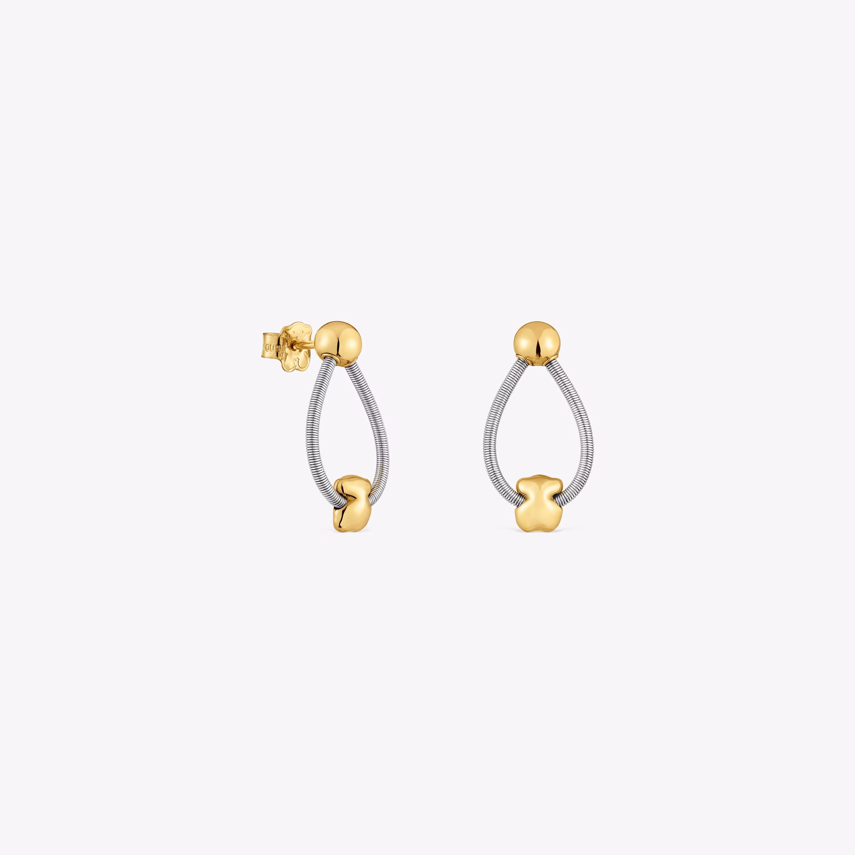 Pendientes cortos de oro y acero Mesh Tube