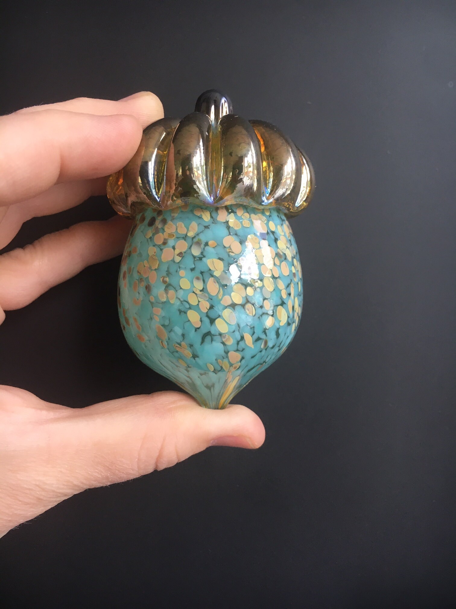 Hand blown glass acorn paperweights