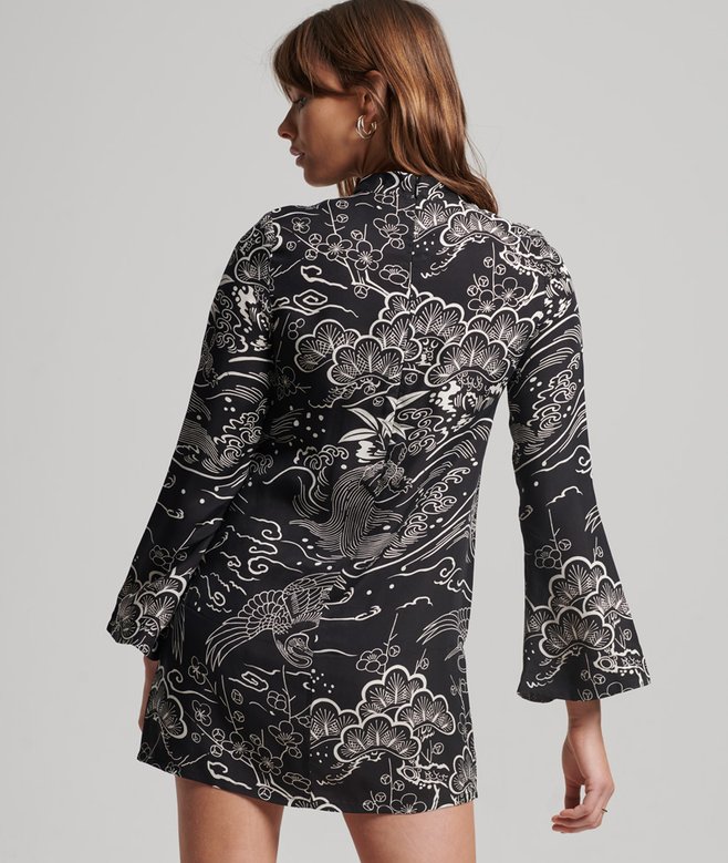 Printed Long Sleeve Mini Dress