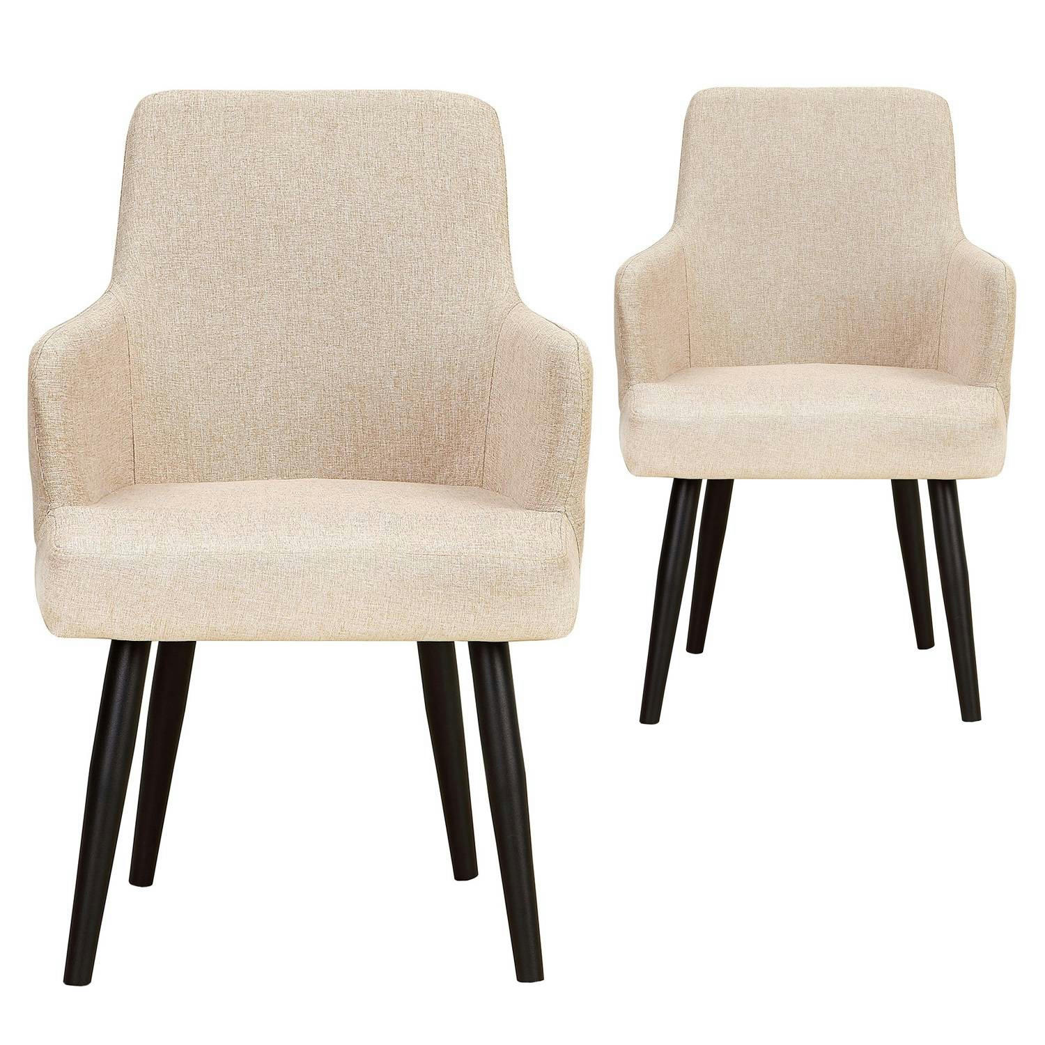 NEIVA - Lot de 2 fauteuils de table en velours beige