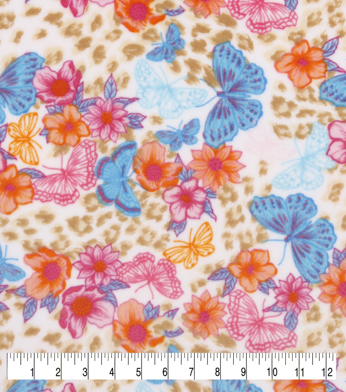 Butterfly On Animal Print Sew Lush Fleece Fabric