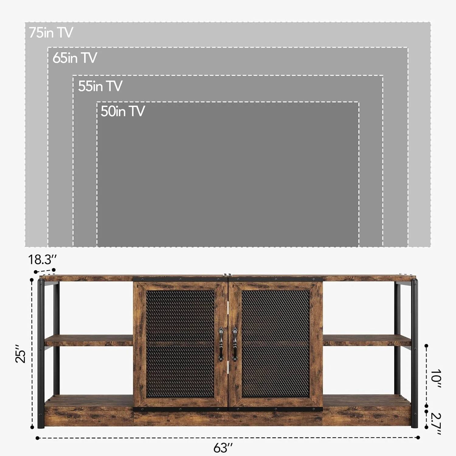 Farmhouse TV Stand for 65/75 inch TV, Entertainment Center with Storage Cabinet