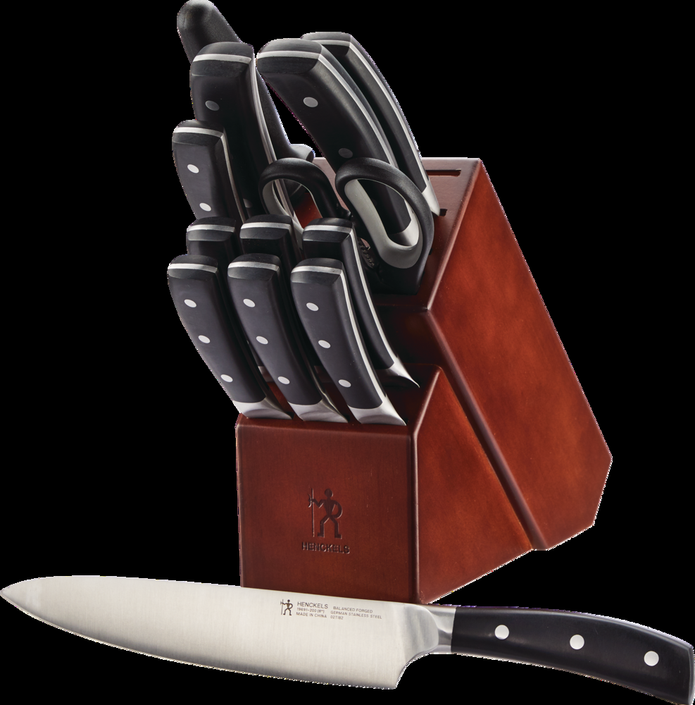 Henckels Balanced Forged Steel Knife Block Set, Ergonomic Grip, 14-pc