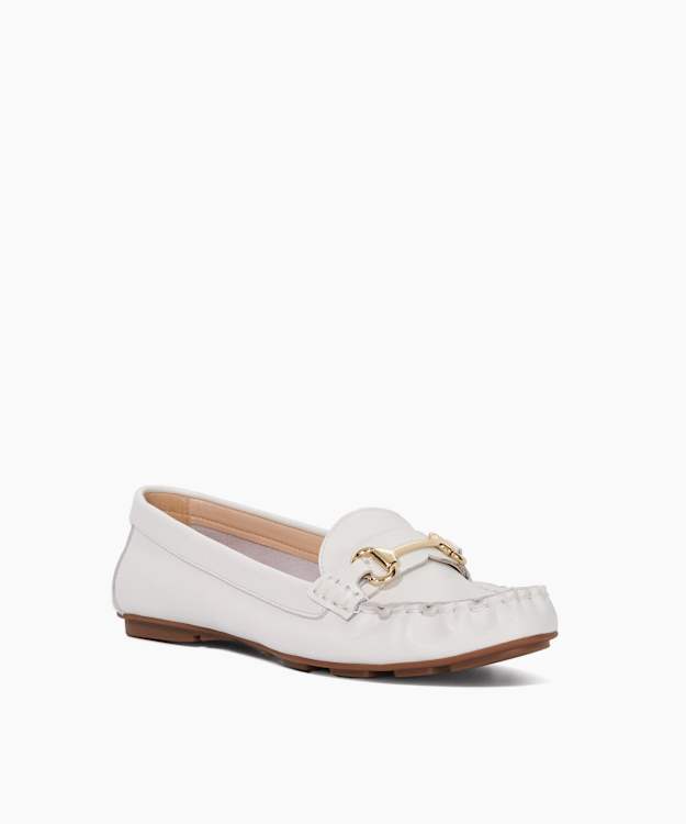 Ganwell White - Snaffle Trim Driver Loafers