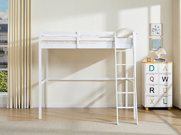 Lit mezzanine - 120 x 190 cm - Pin Massif - Blanc -GEDEON II