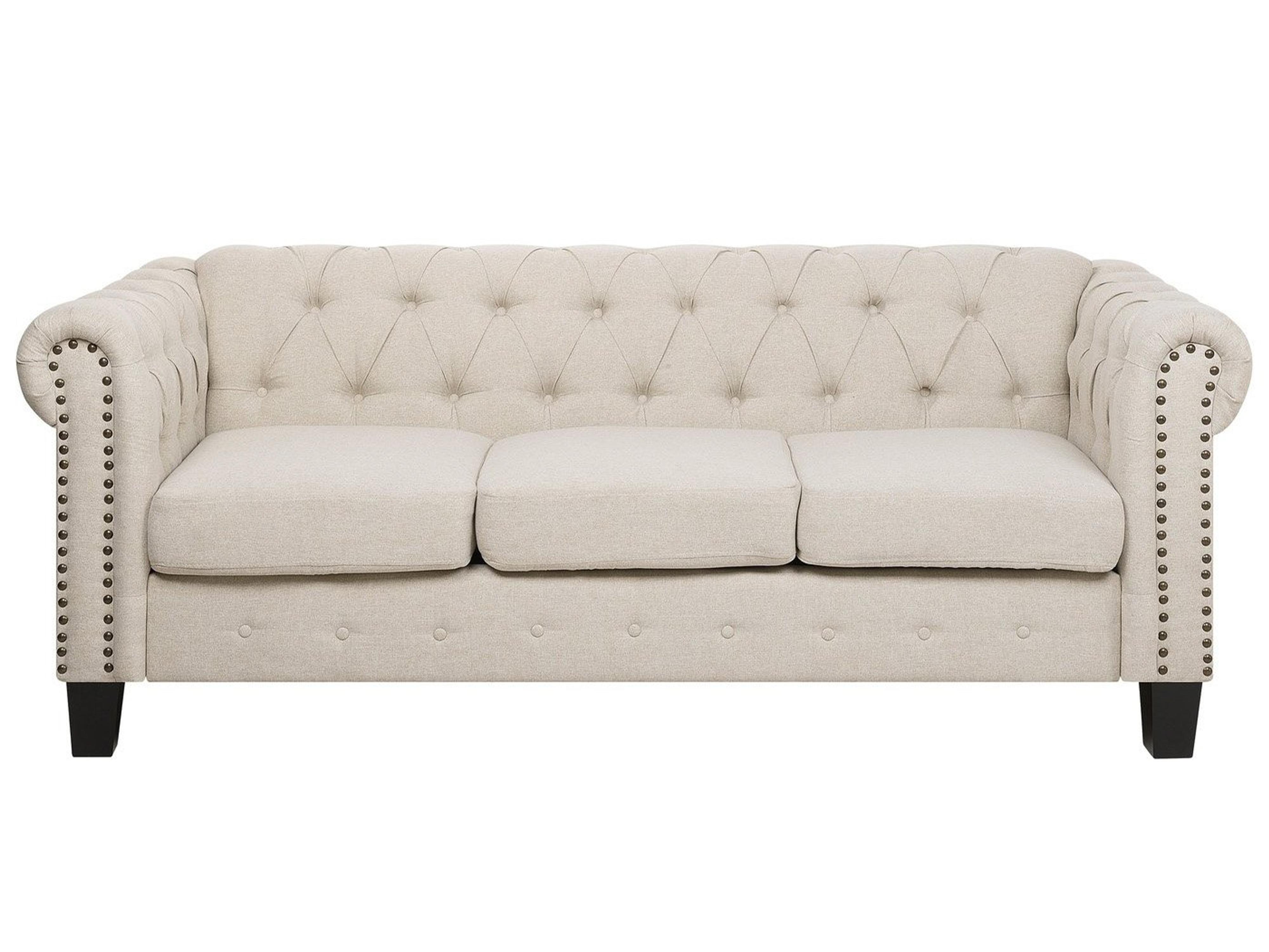 Sofa 3 Seater CHESTERFIELD Fabric Beige