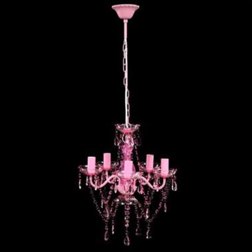 vidaXL - Kunstmatige Kristallen Glazen Plafondlamp - Roze - Glas