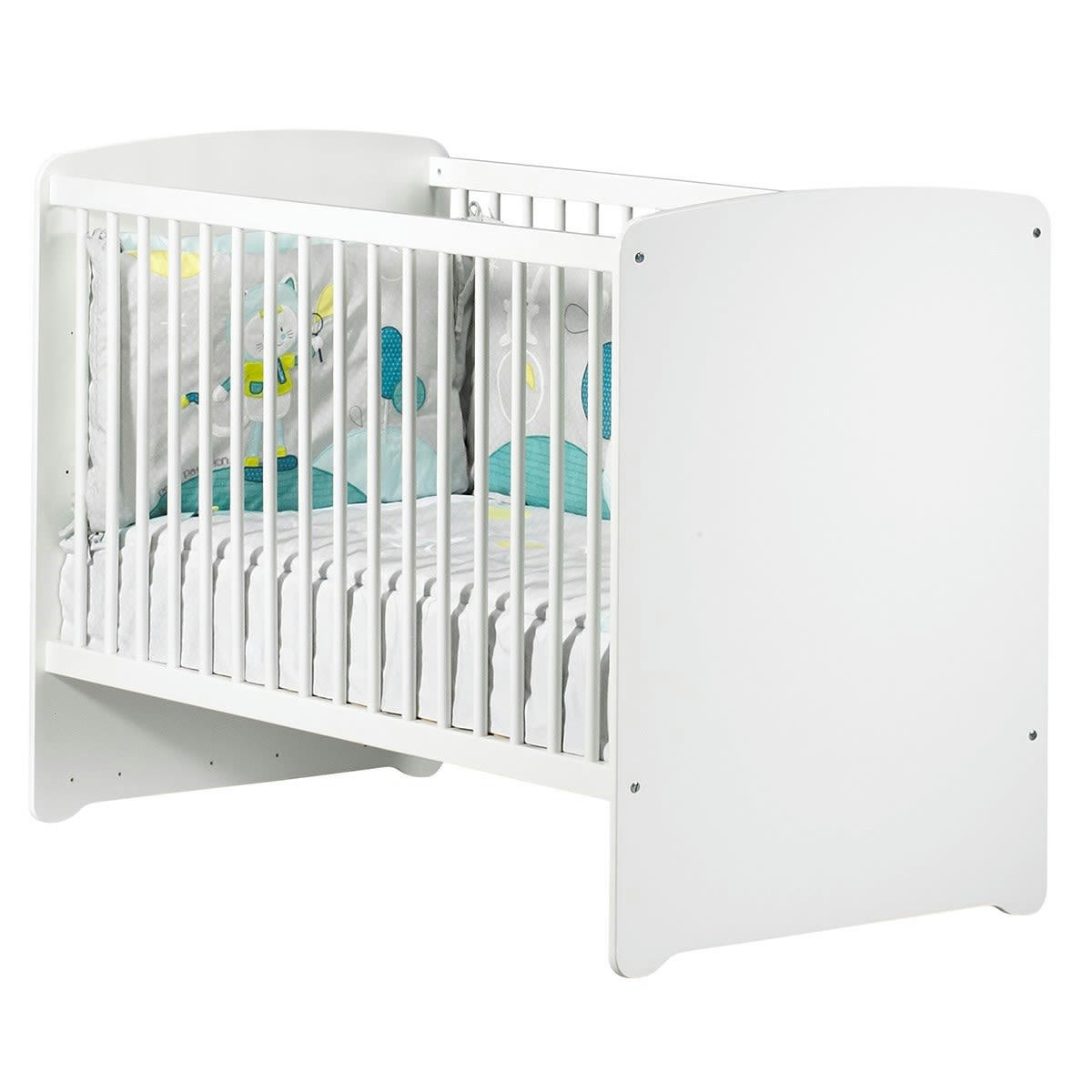 BASIC - Lit bébé 120x60 en bois en bois blanc