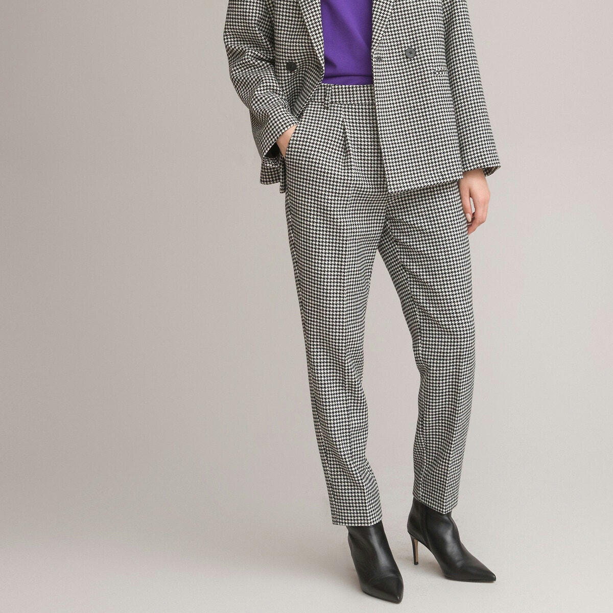 Pantalon cigarette pied-de-poule