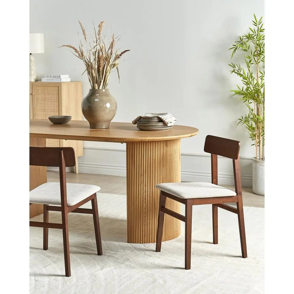 STACY - Eetkamerstoelen set van 2 - Taupe - Rubberhout