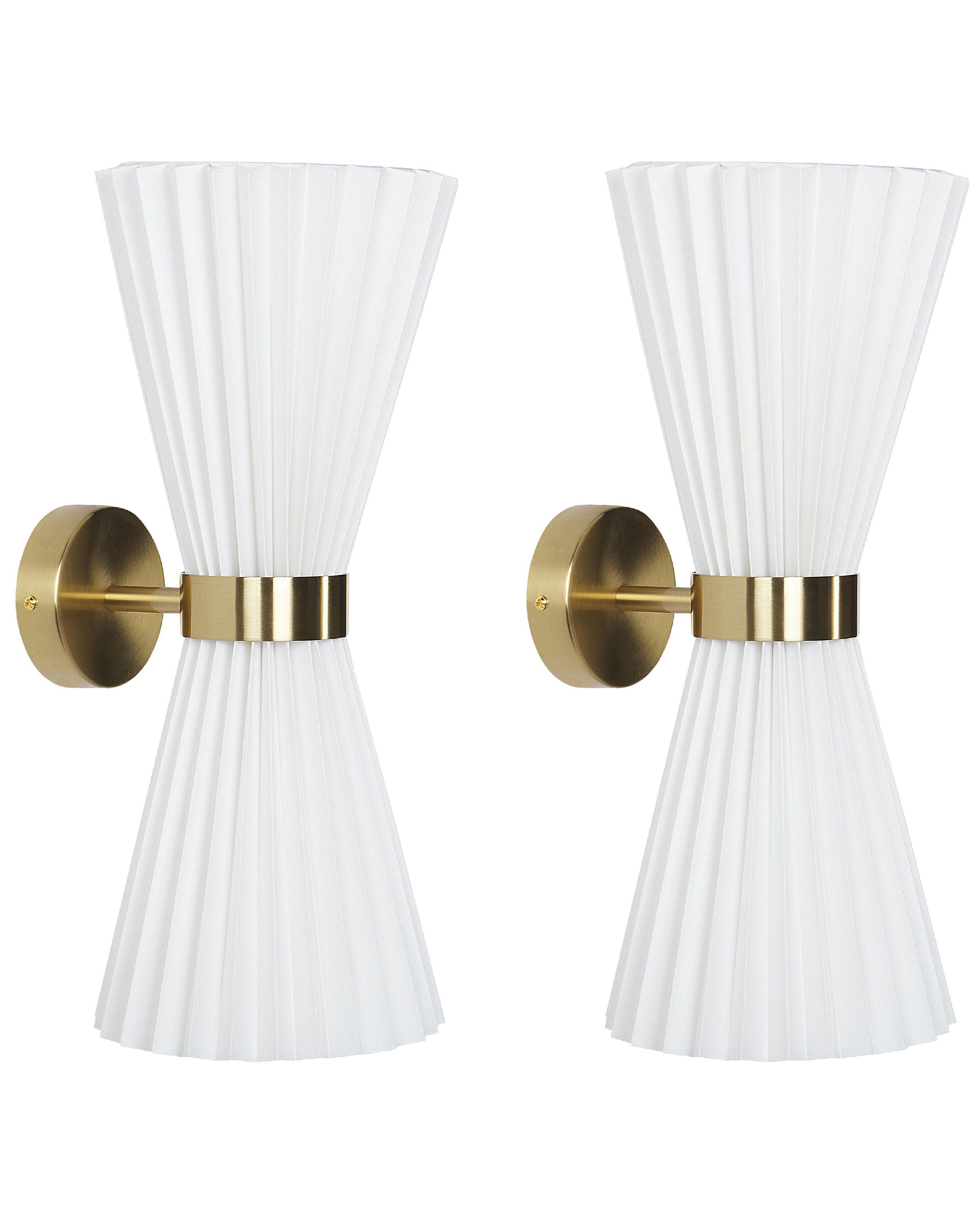 Set of 2 Wall Lamps TELANG Cotton White