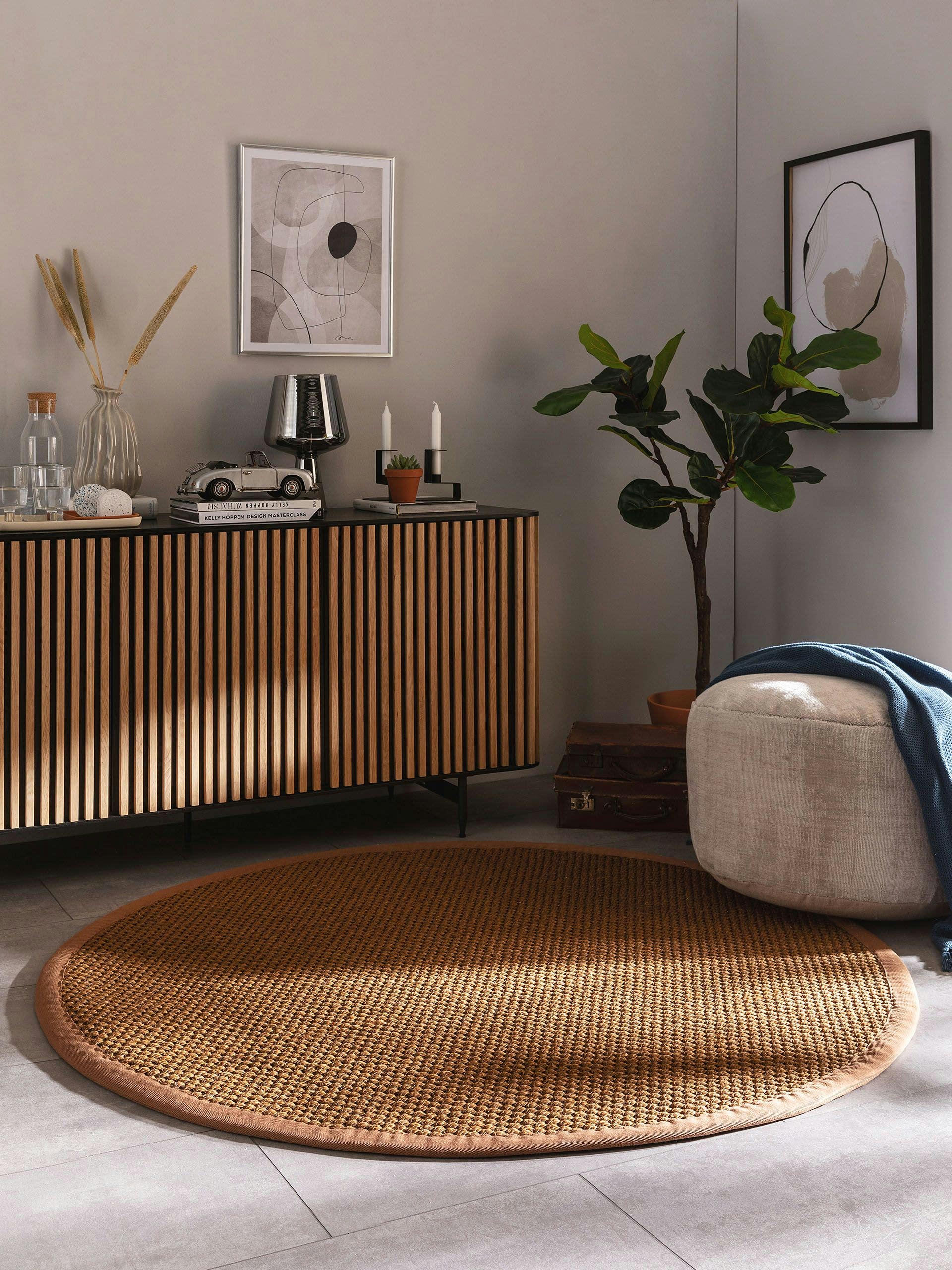 GRETA - Tapis sisal marron clair D 200 rond