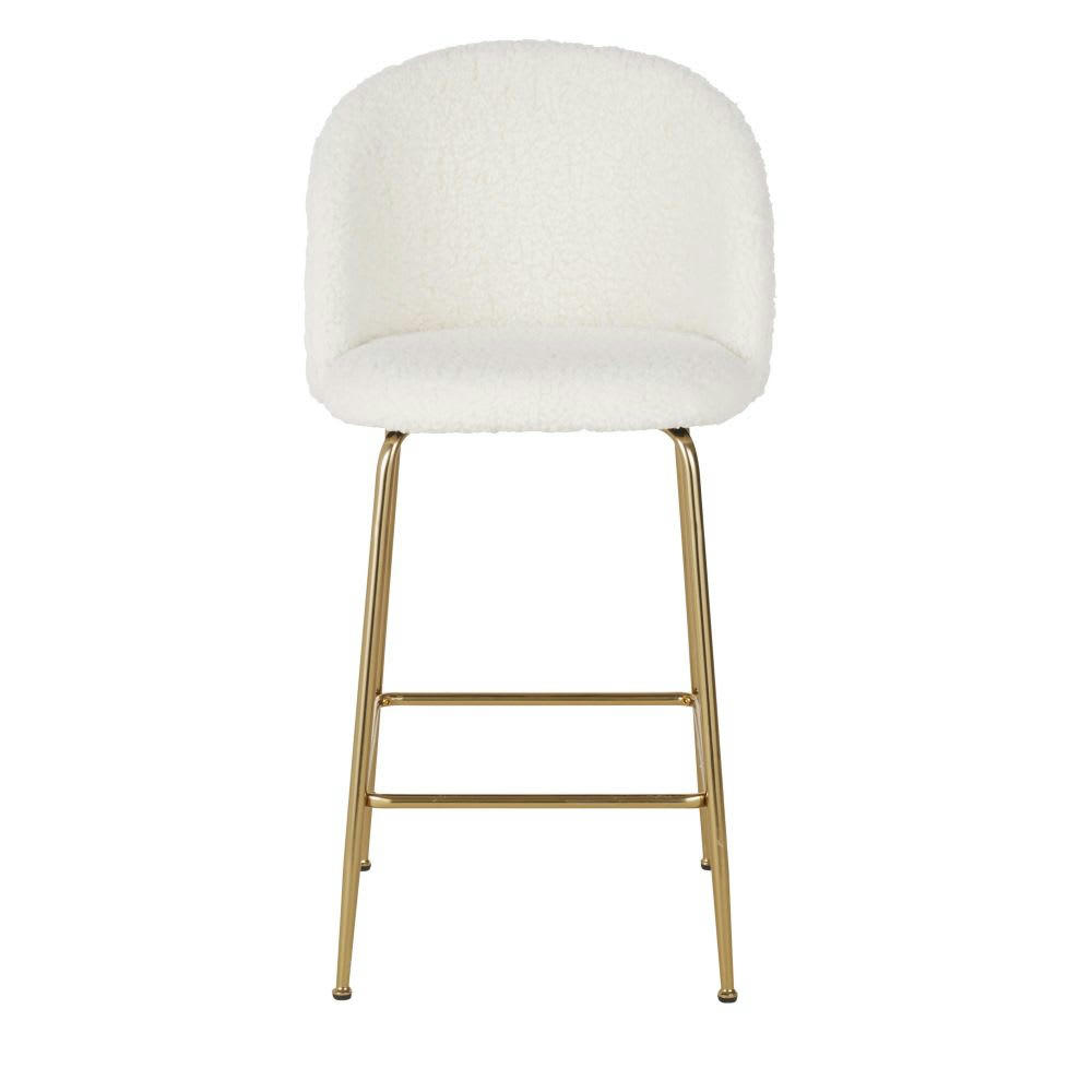 Ginette - Chaise pour îlot central à bouclettes blanches H65