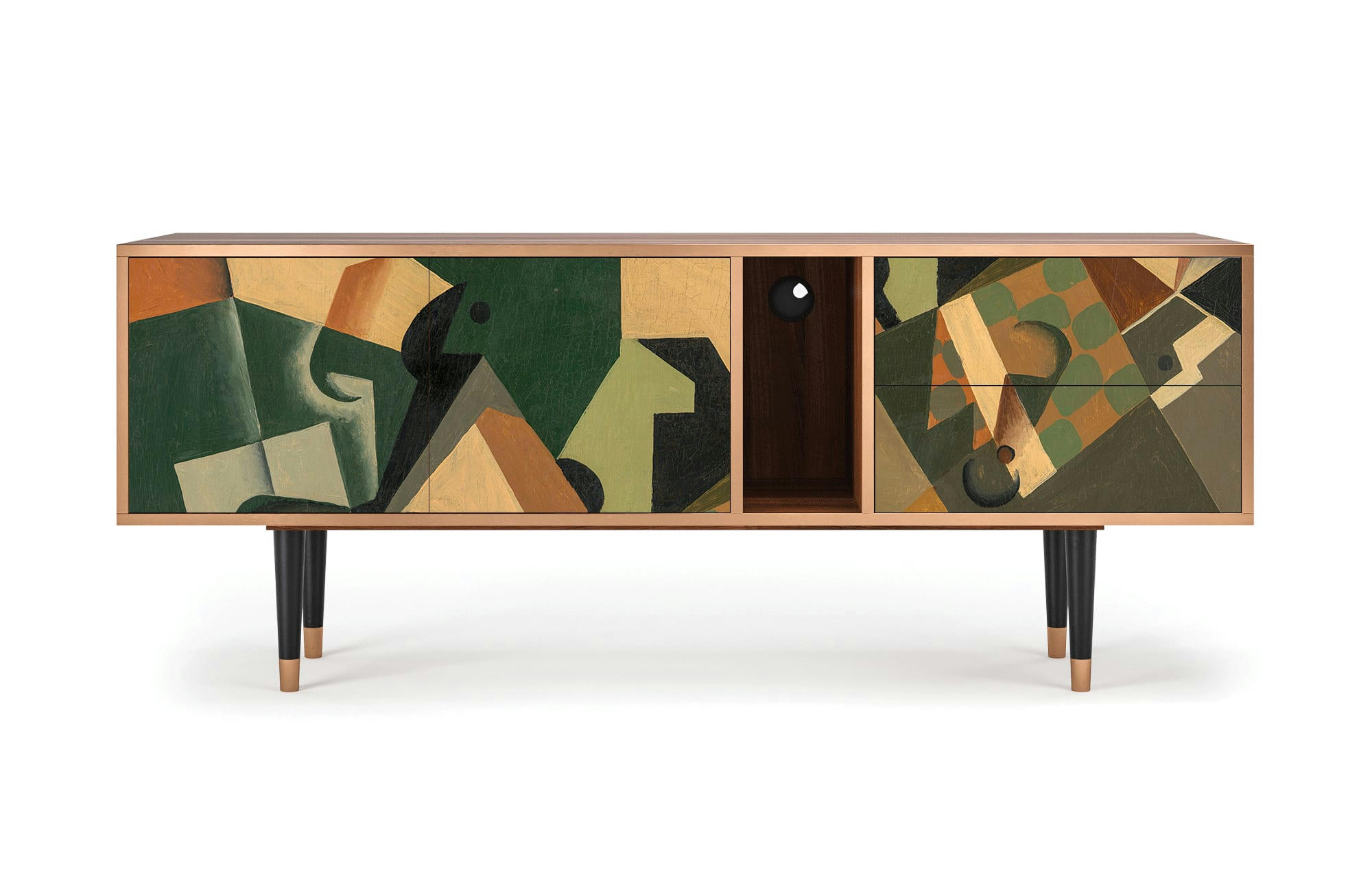 GLASS AND CHECKERBOARD BY JUAN GRIS - Meuble TV  multicolore 2 tiroirs et 2 portes L 170 cm