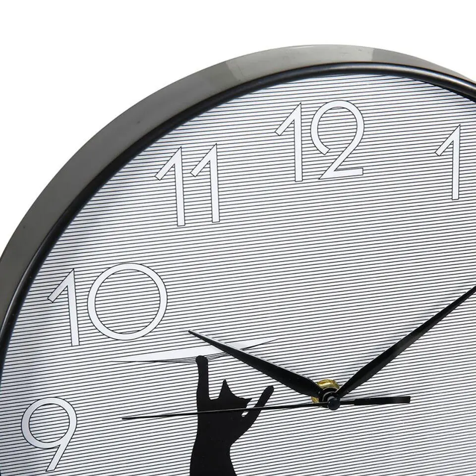 Ostaria Wandklok/muur klok - glurende kat - D30 cm - kunststof