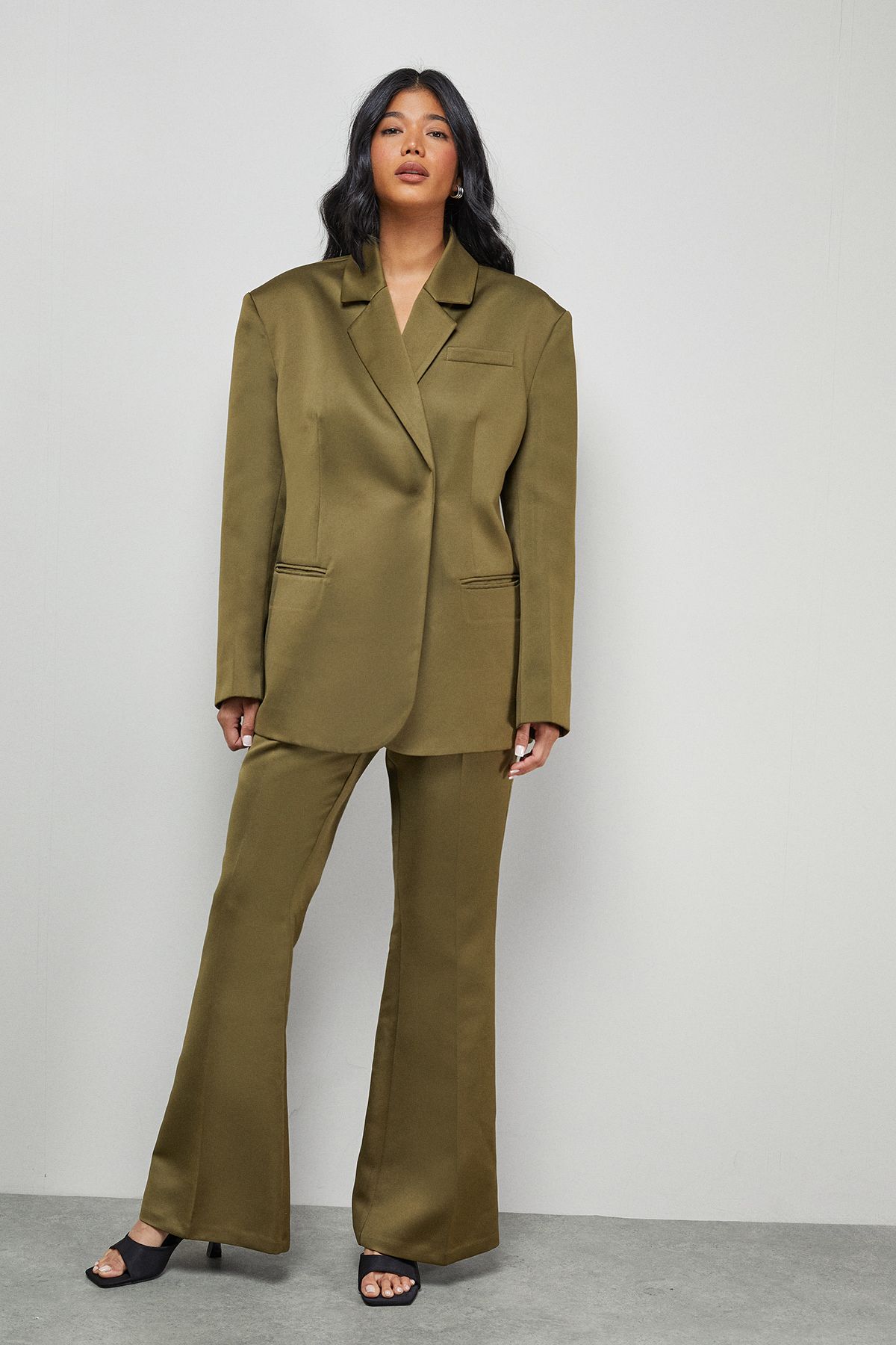Warehouse Premium Satin Oversized Blazer Co-ord
