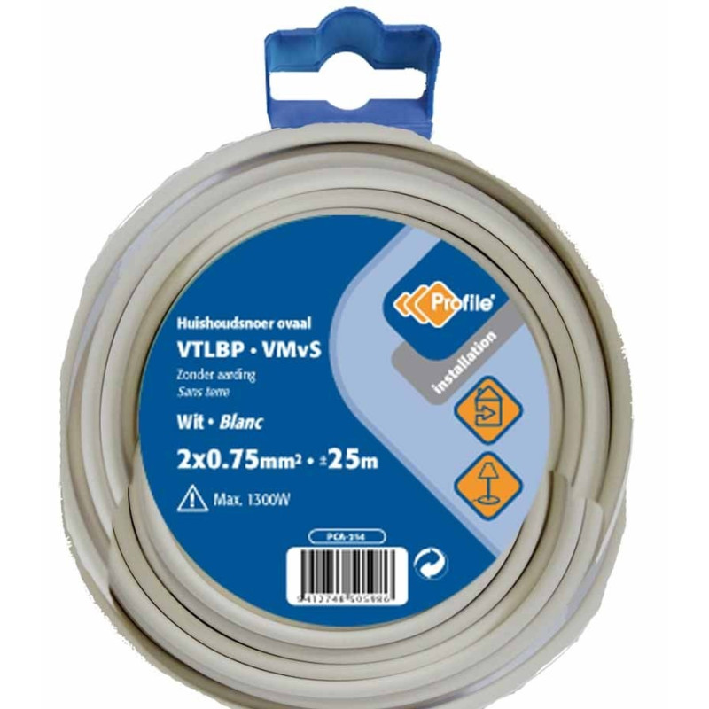 Câble VTLBP 2 x 0.75 mm² blanc 25 m PROFILE
