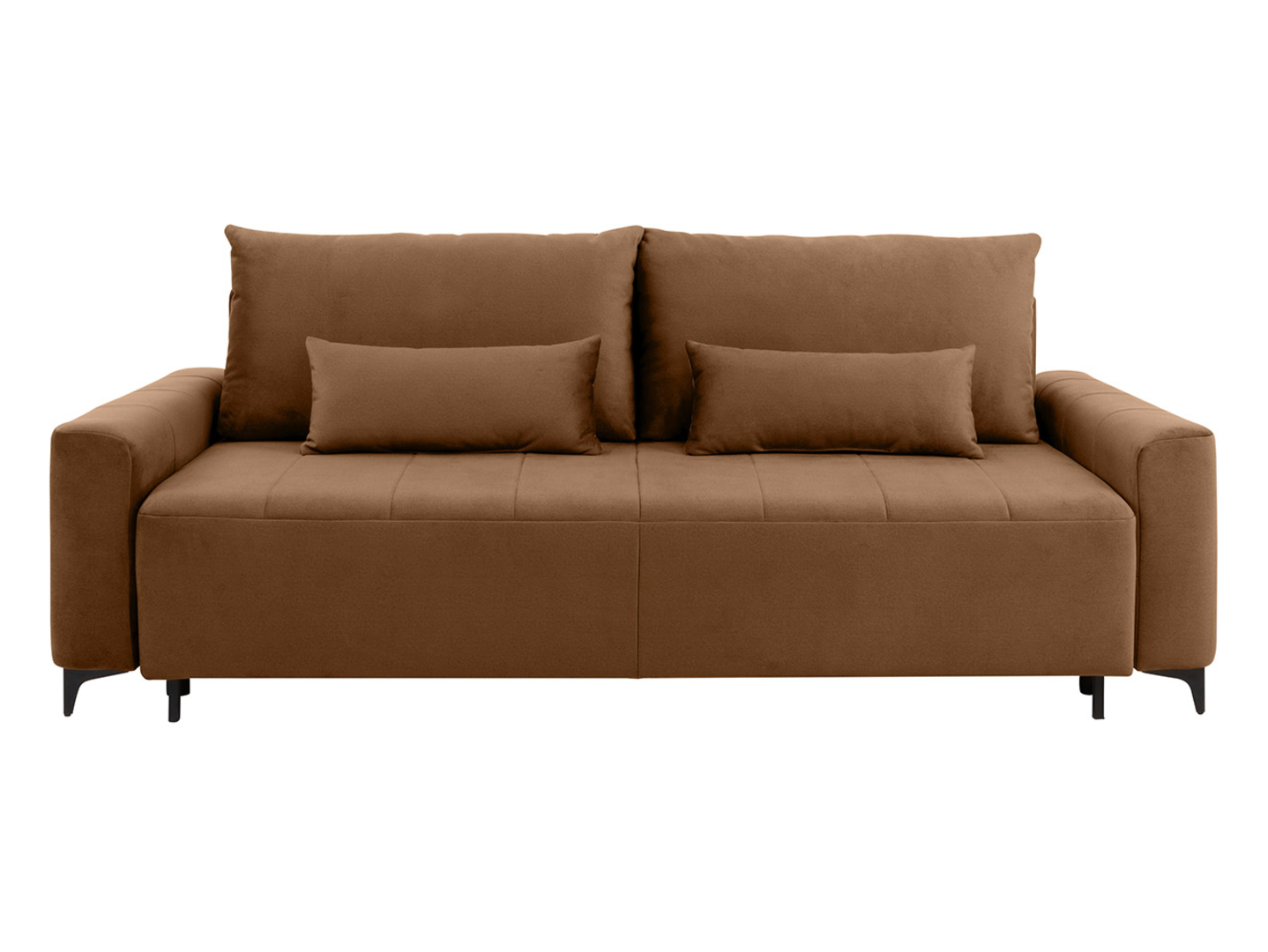 Sofa trzyosobowa Kamari rozkładana z pojemnikiem welurowa brązowa