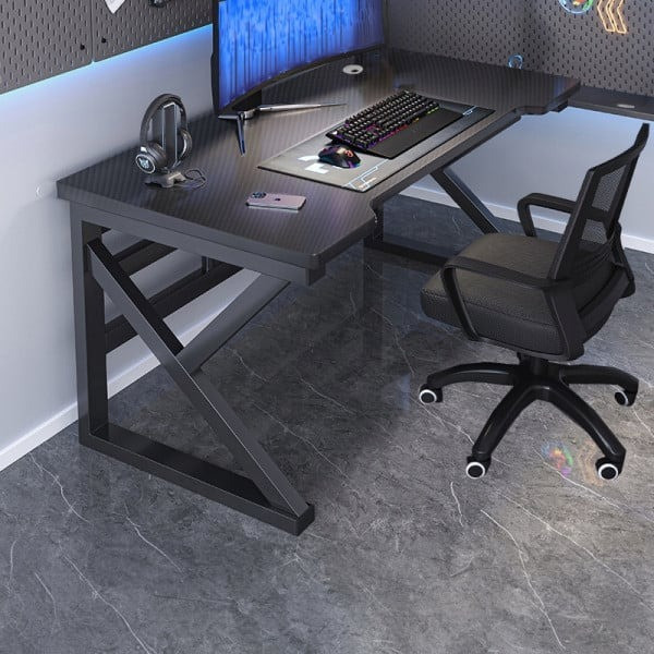 Nowoczesne biurko gamingowe czarne carbon 120 cm