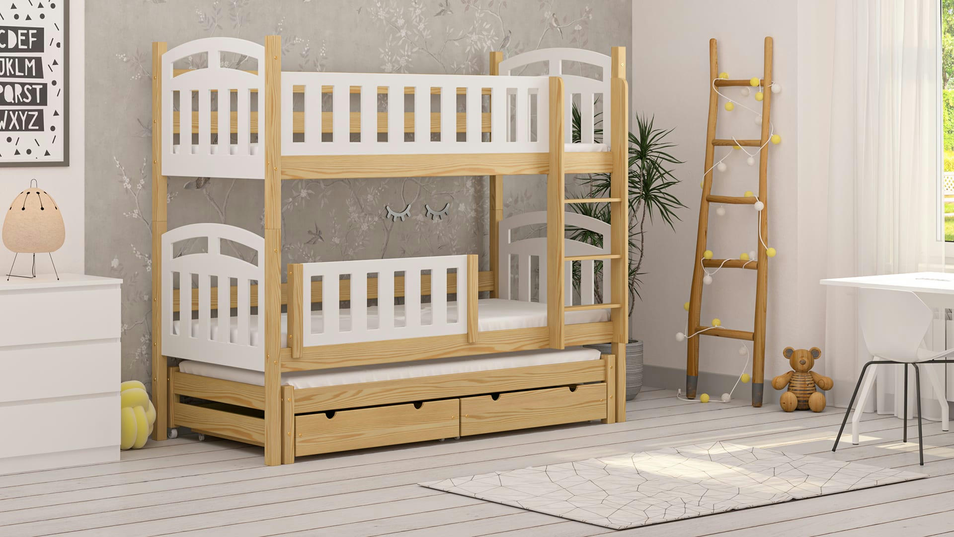 - Lit superposé en pin massif&MDF 180x80 naturel