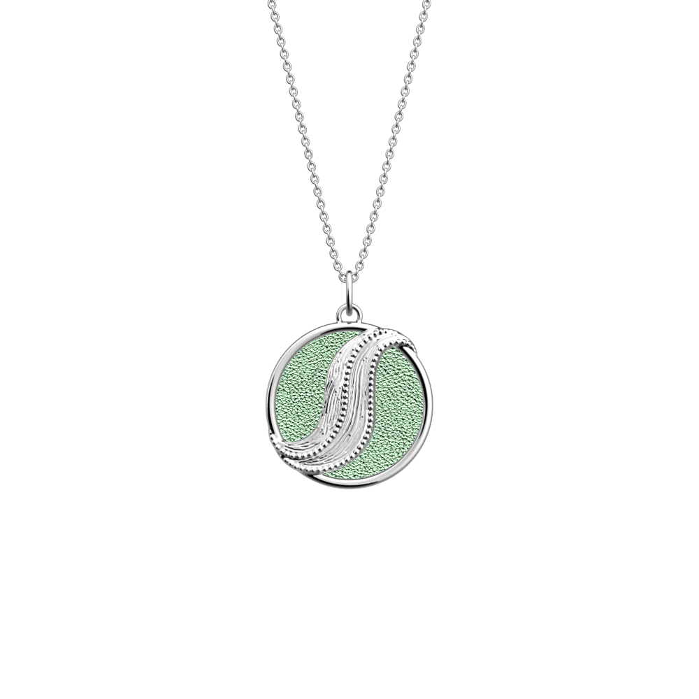 Collier Drapé, cuir réversible Aquatic / Aquamarine Métallisé