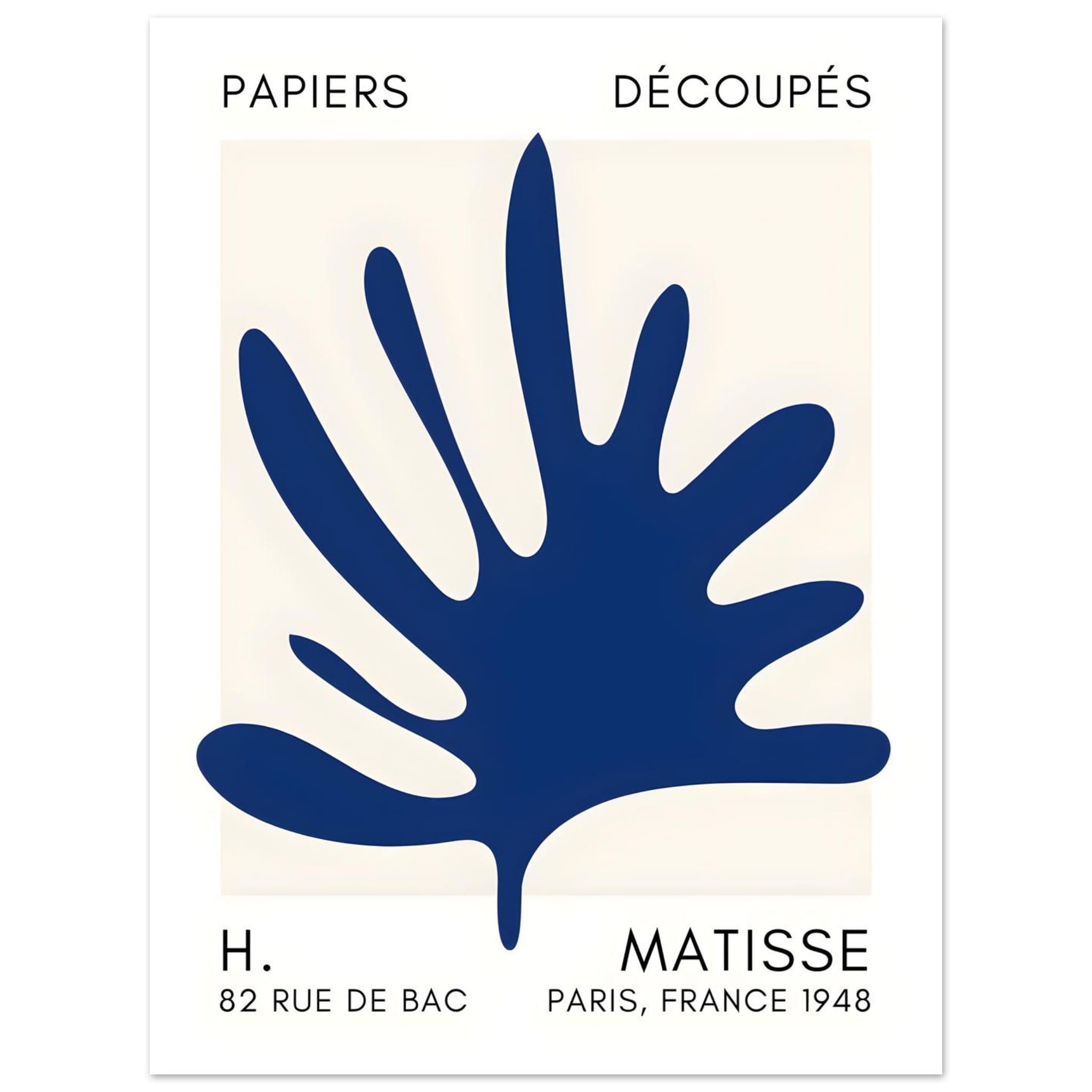 Artfulprints Poster Matisse – Coral drift navy blue II  - 30x40 cm - Blauw