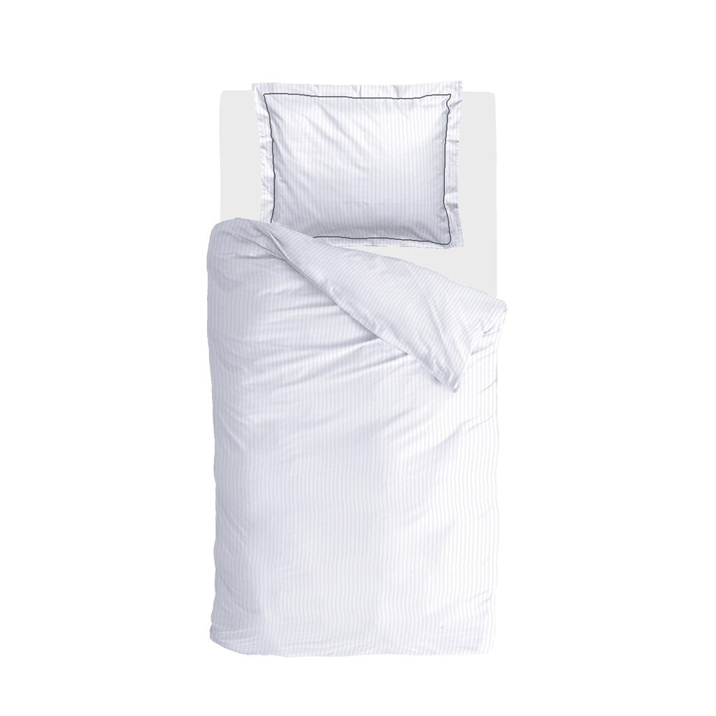 Walra - Dekbedovertrek Subtile Stripes - 140x220 cm - Wit / Antraciet