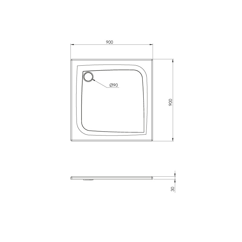 Receveur de douche Mooneo noir 90 x 90 cm ALLIBERT