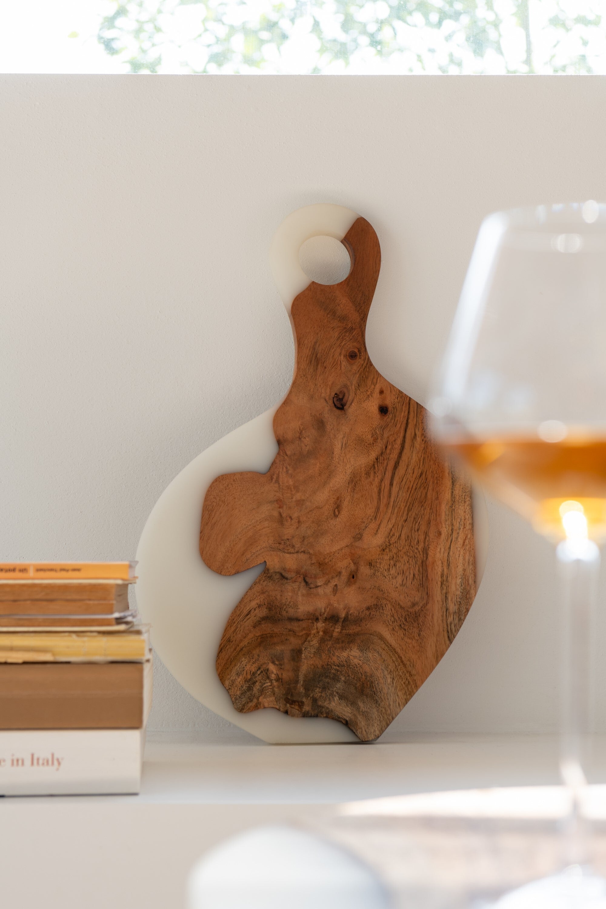 J-Line snijplank Modern - hout epoxyhars - naturel wit