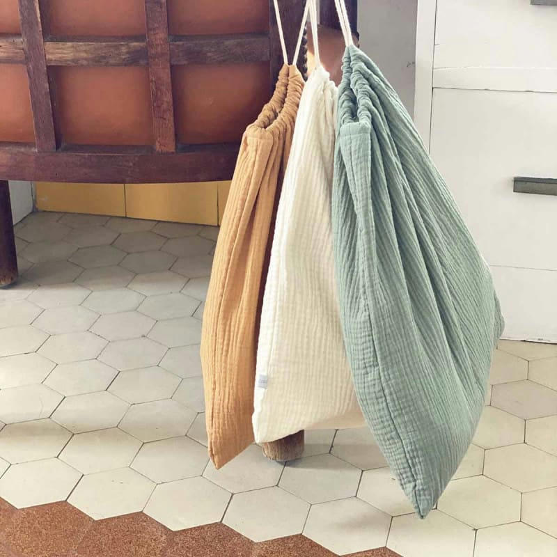 - Pochon en double gaze de coton ecru