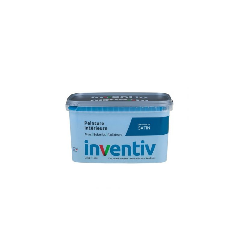 Peinture pour mur boiserie radiateur Bleu Canard n°2 satiné 2,5 L INVENTIV